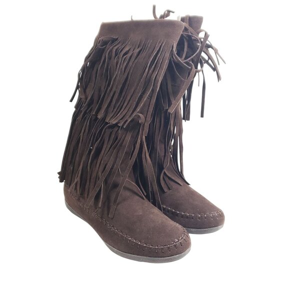 Rampage Women's Size 7.5 Candid Brown Faux Suede Moc Boots - Picture 2 of 7